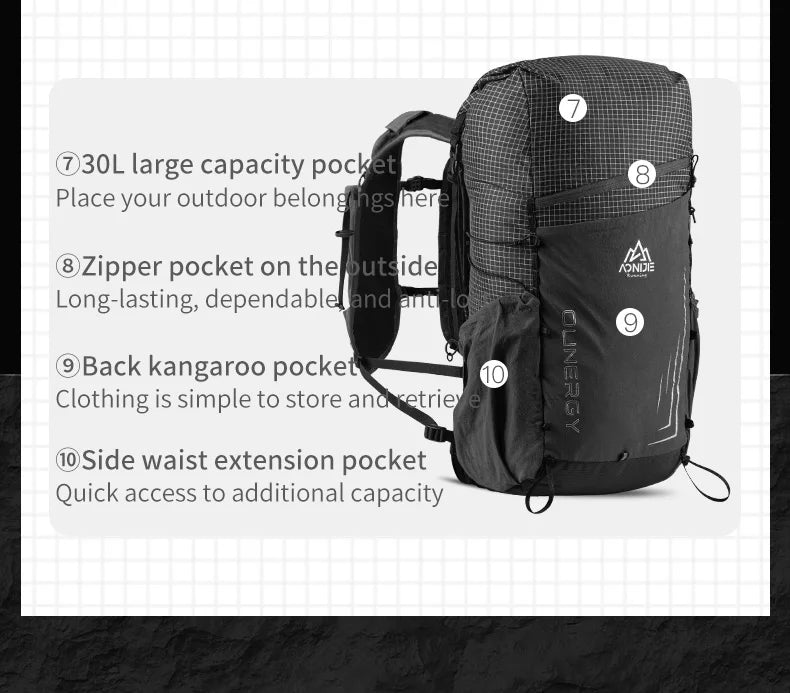 AONIJIE C9110 20L C9111 30L Unisex Multipurpose Hiking Backpack Daypack Travel Bag For Trekking Climbing Mountaineering Camping