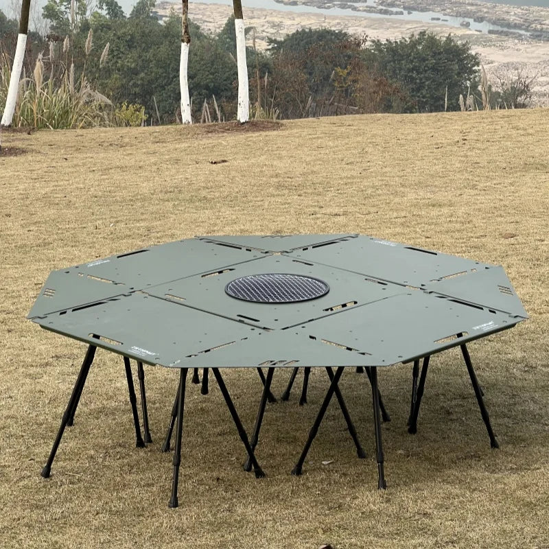 Tryhomy Aluminum Alloy Picnic Table Set  Ultraligh Folding Table 6 Adjustable Legs Desk Tactical IGT Table Outdoor BBQ