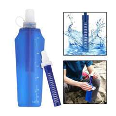 650ml Outdoor Water Filter Bottle Survival Camping Water Filtration Bottle Straw Purifier for Camping Hiking Traveling 22oz