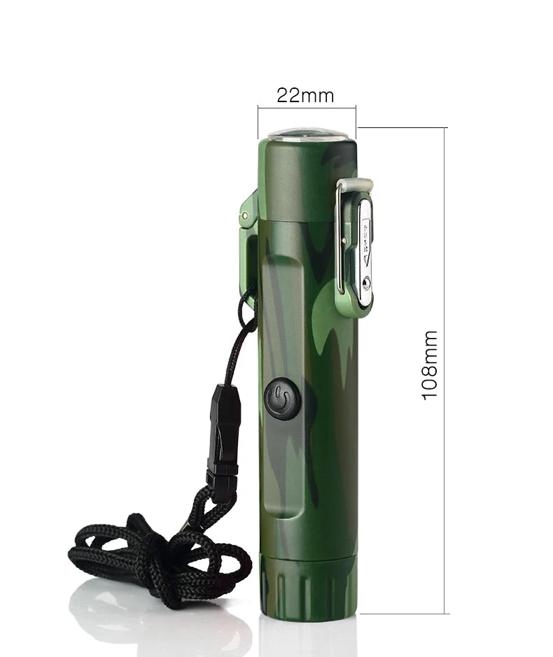 Arc Usb Lighter Camping Outdoor Survival Plasma Lighter With Flashlight Compass Survival Lighters Waterproof And Windproof