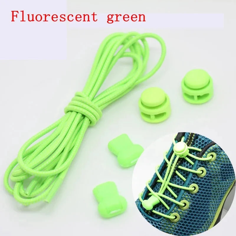 1 Pair 22 Colors Elastic Hiking Shoelaces Round Locking No Tie Shoe Laces Kids Adult Quick Lazy Laces Rubber Sneakers Shoelace