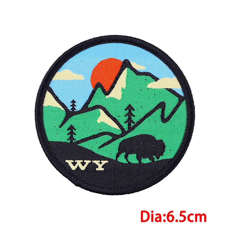 Outdoor Travel Patch Mountain Patches On Clothes Sew On Patches For Clothing Applique On Fabric Nature Adventure Badges Stickers