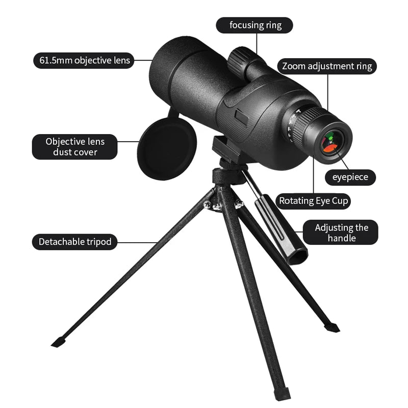 25-75x60 Spotting Scope Zoom Monocular Powerful Telescope Bak4 Prism ED Lens For Outdoor Camping Bird Watching Shooting