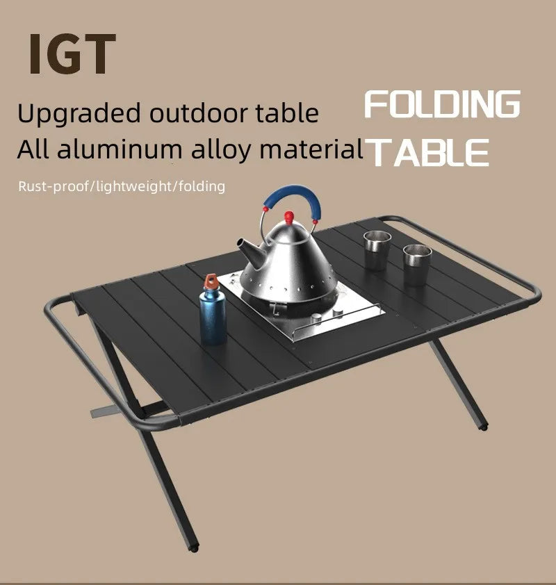 Tryhomy Camping Egg Roll Table Outdoor BBQ Picnic IGT Table Spliceable Aluminum Alloy Table Portable Folding Omelet Table