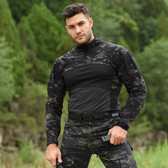 HAN WILD Cotton Tactical Shirts Men Climbing Clothes Elastic Combat Shirt Hiking Long Sleeve Softair Camping Clothing