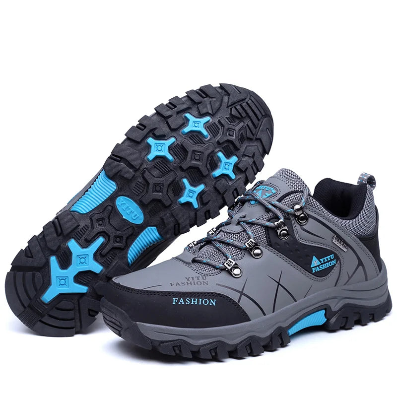 Shoes for Men 2023 New Men Sneakers Leather Waterproof Mountaineering Camping Hiking Shoes Thick Sole Comfortable Running Shoes