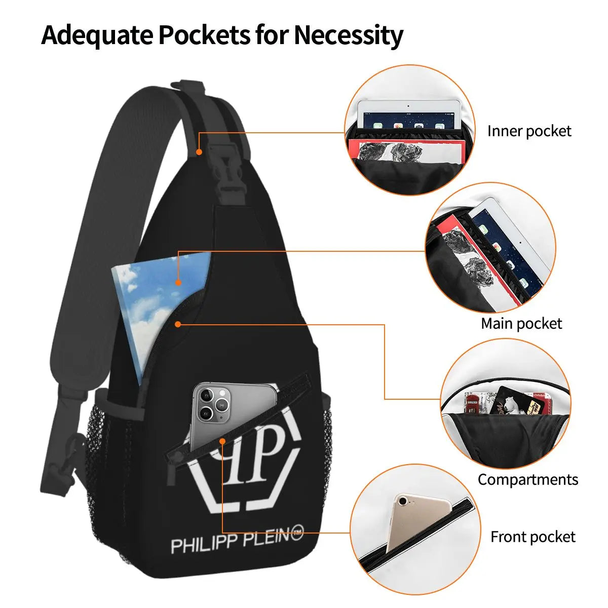 Philipps Pleining Crossbody Sling Bag SmallChest Bag Shoulder Backpack Daypack for Hiking Outdoor Camping Pack