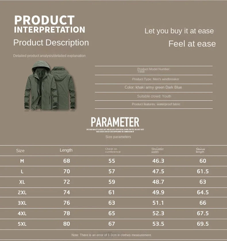 2024 Autumn Outdoor Waterproof Soft Shell Jacket Hunting Windbreaker Hiking Rainwater Camping Fishing Tactical Clothing For Men