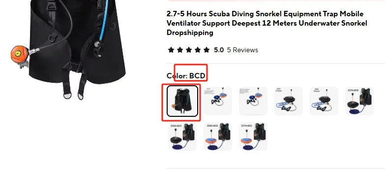 2.7-5 Hours Scuba Diving Snorkel Equipment Trap Mobile Ventilator Support Deepest 12 Meters Underwater Snorkel Dropshipping