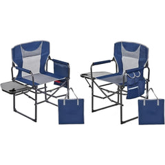 Oversized Camping Directors Chair 2 Pack,Portable Folding Lawn Chairs for Adults Heavy Duty with Side Table,Foldable Camp Chairs