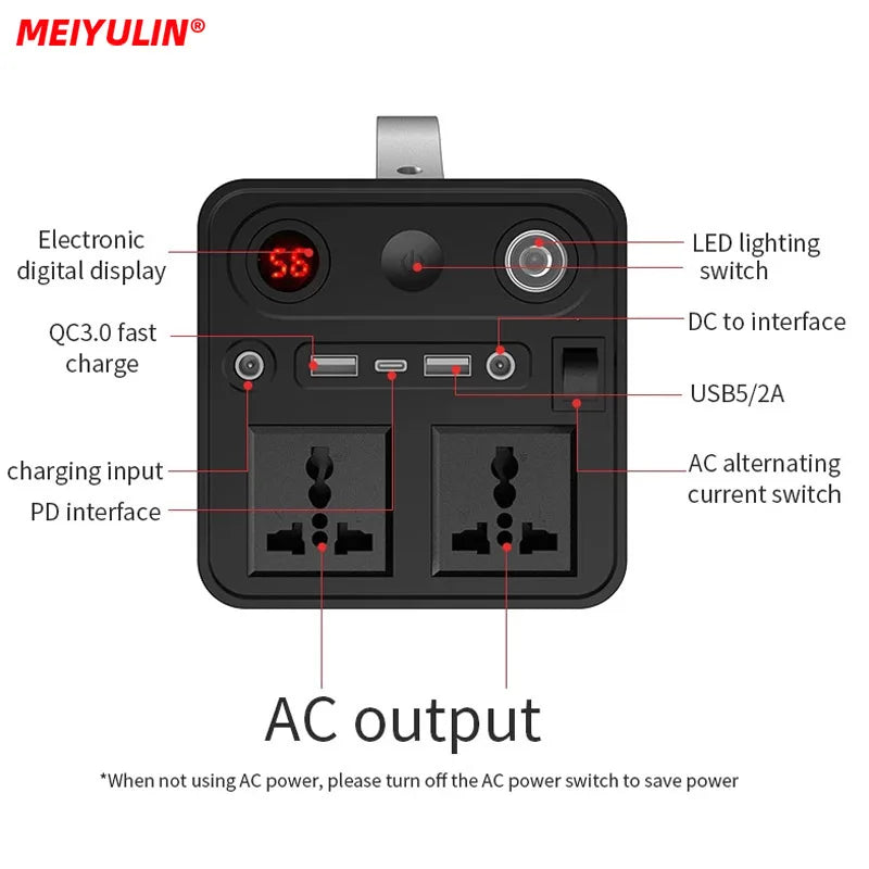 68000mAh Solar Generator LiFePO4 Power Supply Station 300W Portable Auxiliary Battery Power Bank USB C PD DC for Outdoor Camping