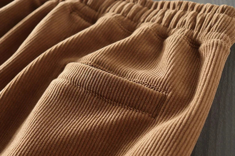 Plush Men's Autumn Winter Corduroy Thickened Straight Pants Outdoor Trekking Hiking Camp Fleece Trousers Tooling Cargo Clothing