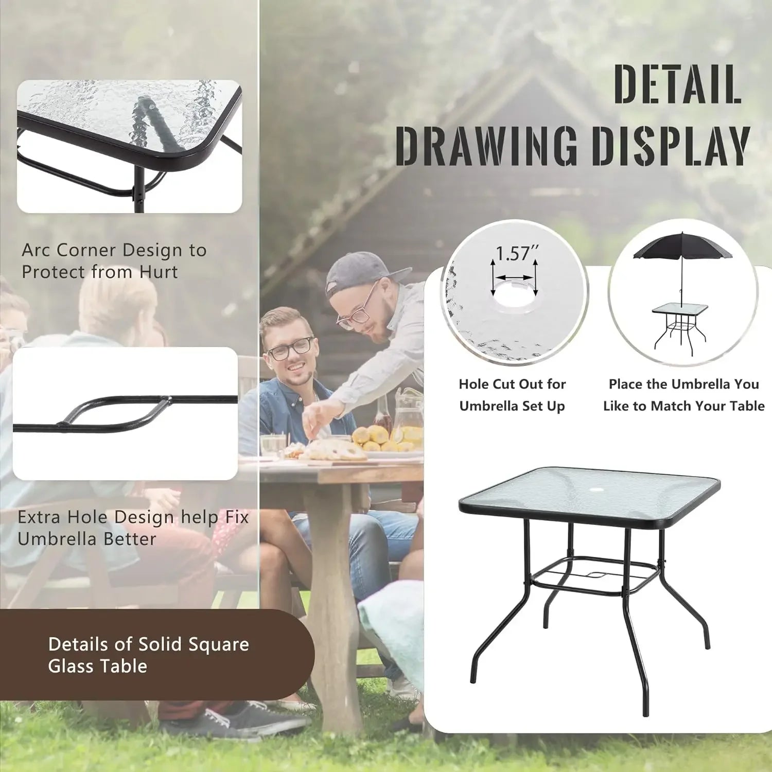 4/6 Piece Folding Patio Dining Set,Small Metal Outdoor Garden Patio Table and Chair Set w/Umbrella for Lawn,Deck,Backyard