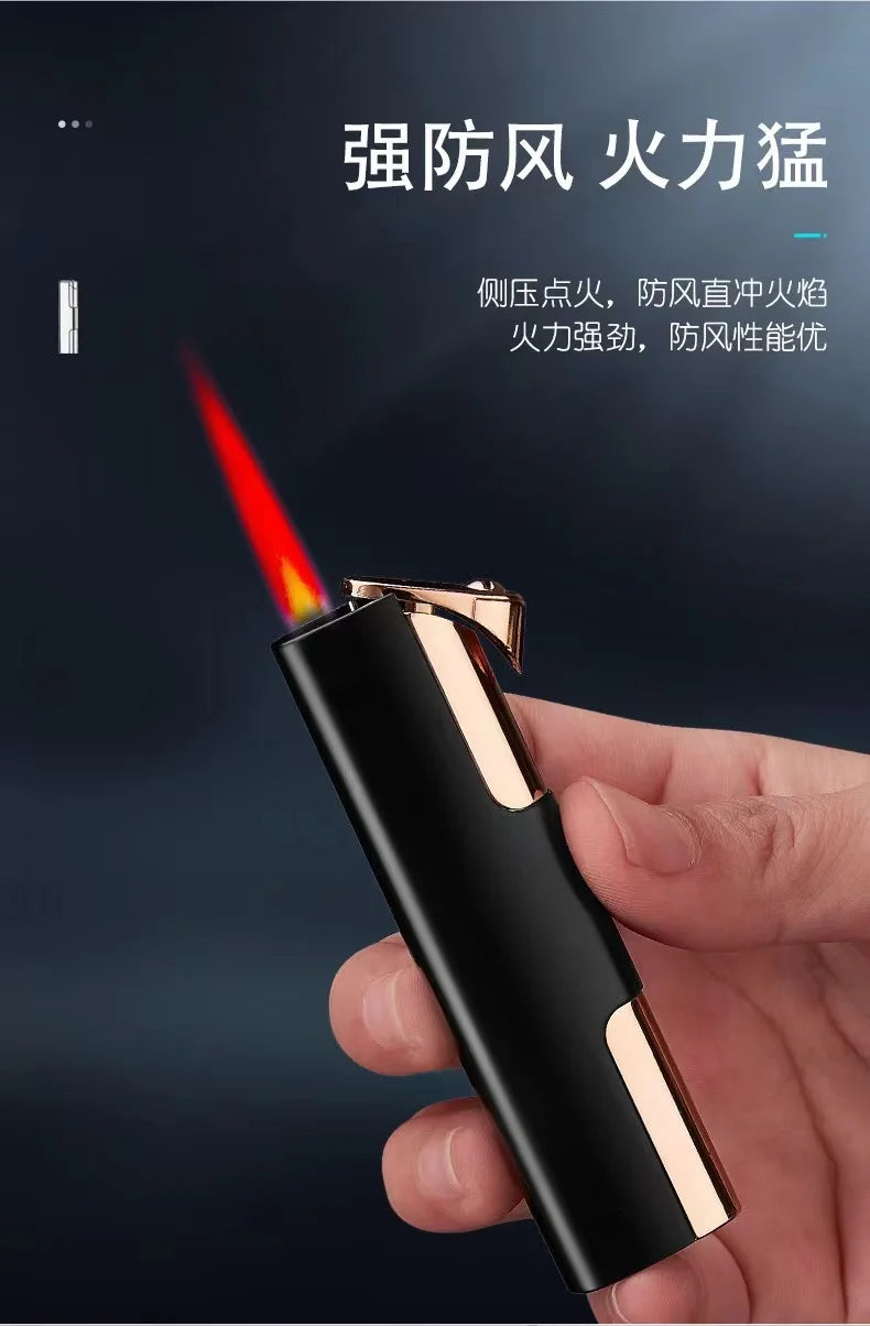 Cool Fashion Butane Windproof Metal Lighter Simple Portable Lighter Cigarette Cigar Accessories Men's Gift Outdoor Camping Tool