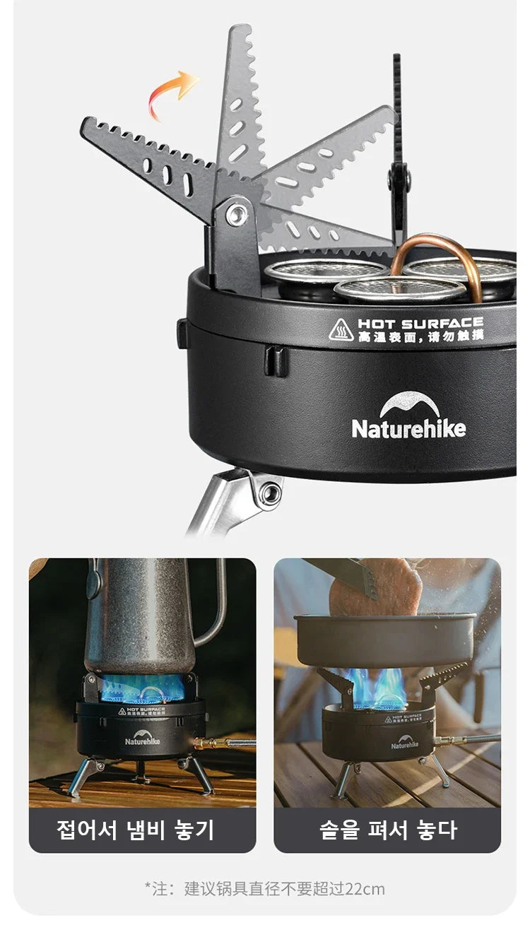 Naturehike Camping Stove Outdoor Kitchen Gas Stove IGT Burner Portable Cookware Ultralight Three-Head Gas Burner Rack BBQ Picnic