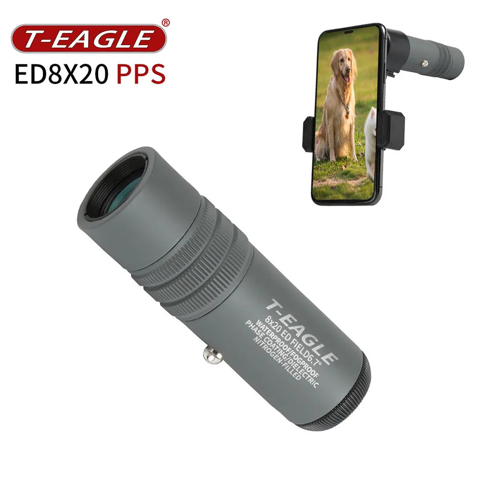 T-Eagle ED 8X20 Monocular Telescope Waterproof Mini Portable Spotting Scope High Definition Adjustable Focal For Bird Watching