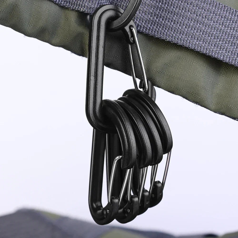 5/10/20pcs D Shape Plastic Carabiner D-Ring Key Chain Spring Hook Backpack Molle Carabiner Clasp Outdoor Camping Tool 56*35mm