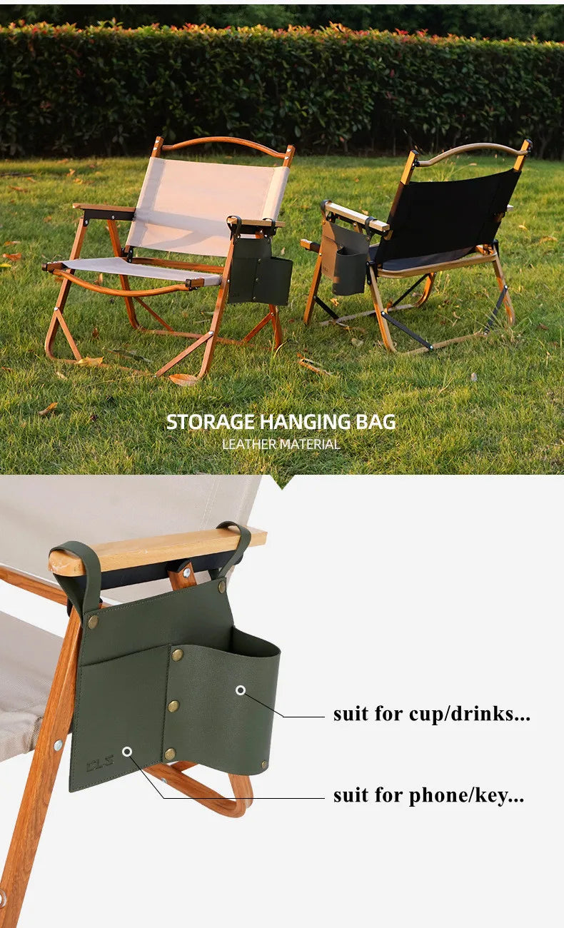 Outdoor Camping Chairs Desk Hanging Storage Bags Folding Table Side Hanging Leather Bag Portable Hiking Picnic BBQ Hanging Bag