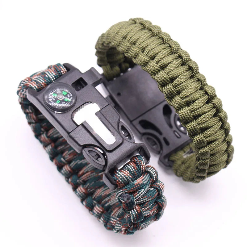 Outdoor Multi-function Survival Bracelet Military Emergency 4mm Paracord Wristband Scraper Whistle Buckle Tools