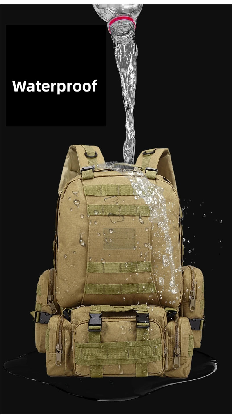 4 in 1 Backpack 55L Tactical Backpack Bag Rucksack Outdoor Sport Bag Men Camping Hiking Travel Climbing Mochila