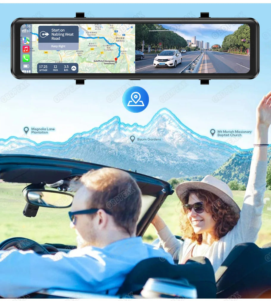 OBDPEAK K4 11.26" Rearview Mirror Dash cam Carplay Android Auto 4K 3840*2160P WIFI GPS Navigation Video Recorder Car DVR Camera