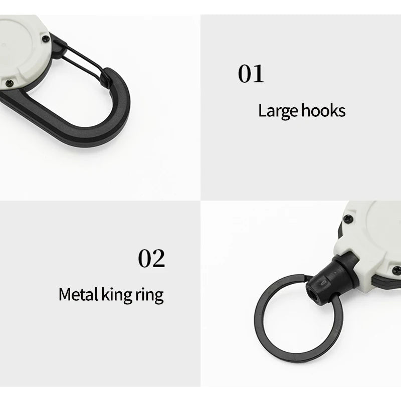 Outdoor Automatic Retractable Wire Rope Keychain Anti-theft Rope for Backpack Anti-loss Keychain with spring Camping Equipment