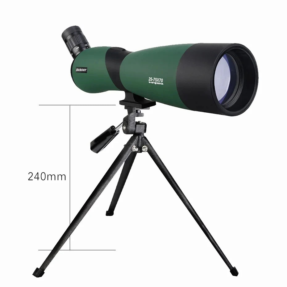 SVBONY SV403 Zoom Telescope 25-75x70mm Spotting Scope Multi-Coated Optics Monocular 64-43ft/1000yards W/ Table Tripod