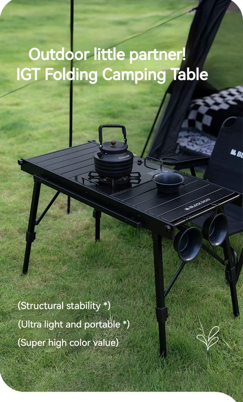 Blackdog Folding IGT Roll Table for Outdoor Camping Beach Removable Desktop Adjustable Height Aluminum Bearing 40kg Ultralight