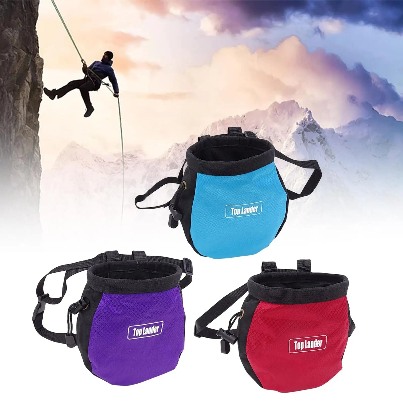 Rock Climbing Chalk Bag Boulder Waterproof Magnesium Powder Storage Adjustable Waist Gymnastic Weightlifting Pouch GYM Equipment