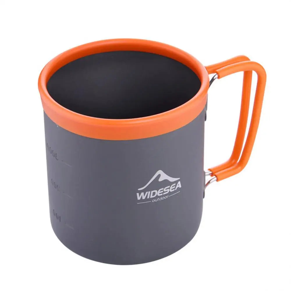 480ml Cookware Kit WIDESEA Aluminum Camping Cup Outdoor Tableware Travel Picnic Drinking Mug Orange PP BBQ Tableware Equipment