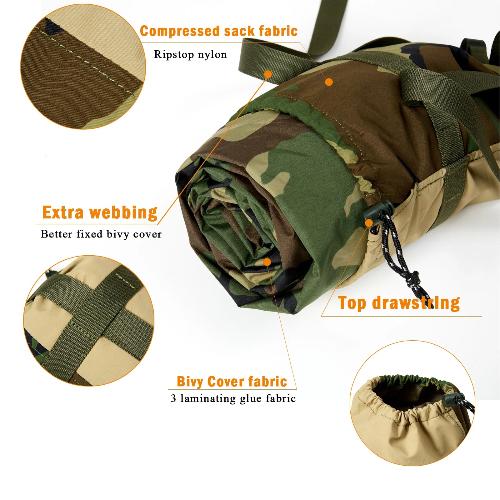 Akmax.cn Bivy Cover Sack for Military Army Modular Sleeping Bags, Multicam Camo/Woodland/UCP