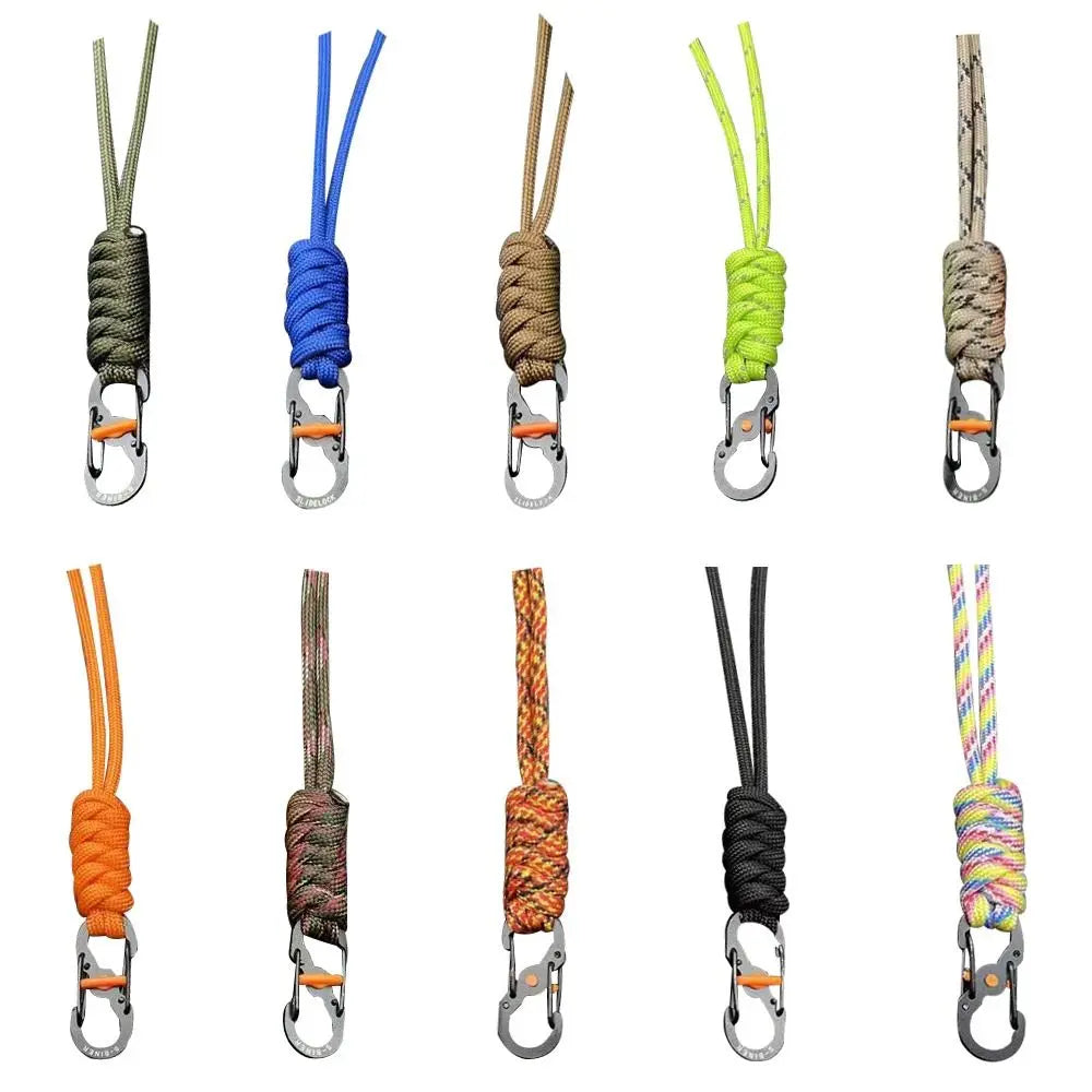 Handmade Snake Knot Paracord Keychain Outdoor Rock Climbing Camping Rescue Emergency Survival Rope Metal Key Chains Gifts