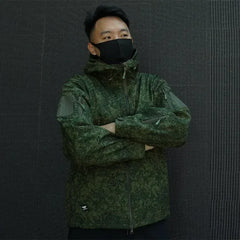 Men's Russian Camouflage Fleece Waterproof Soft Shell Windproof Winter Hooded Jacket Hunting Suit Windbreaker Cardigan