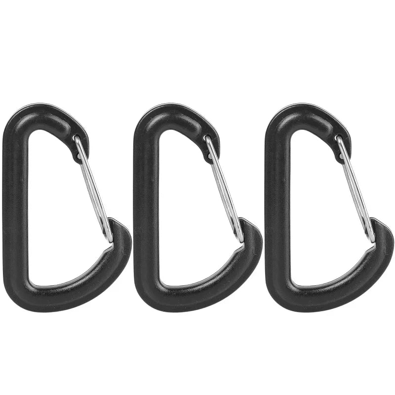 5/10/20pcs D Shape Plastic Carabiner D-Ring Key Chain Spring Hook Backpack Molle Carabiner Clasp Outdoor Camping Tool 56*35mm