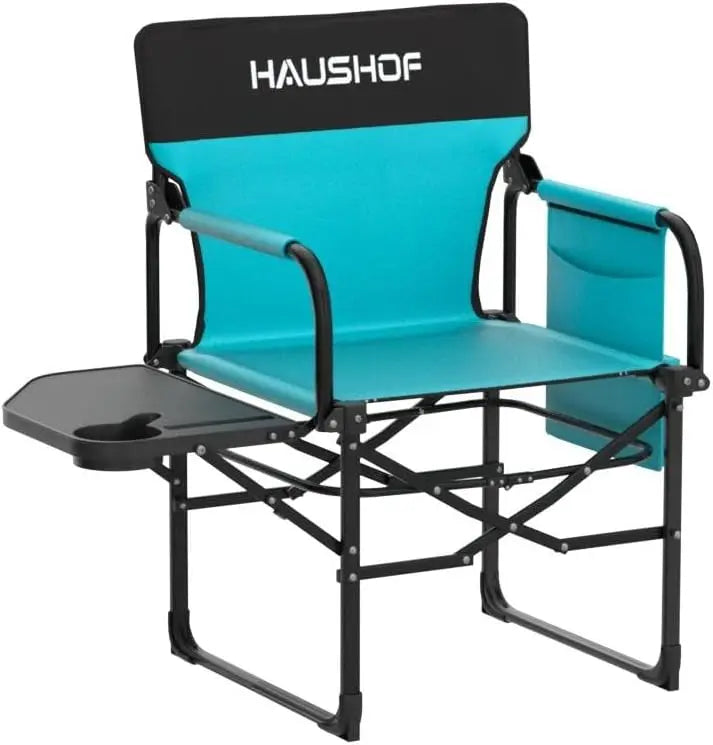 Camping Chair with Side Table and Storage Pockets, Portable Folding Directors Chair, Heavy Duty Camp Chair for Adults Outdoor