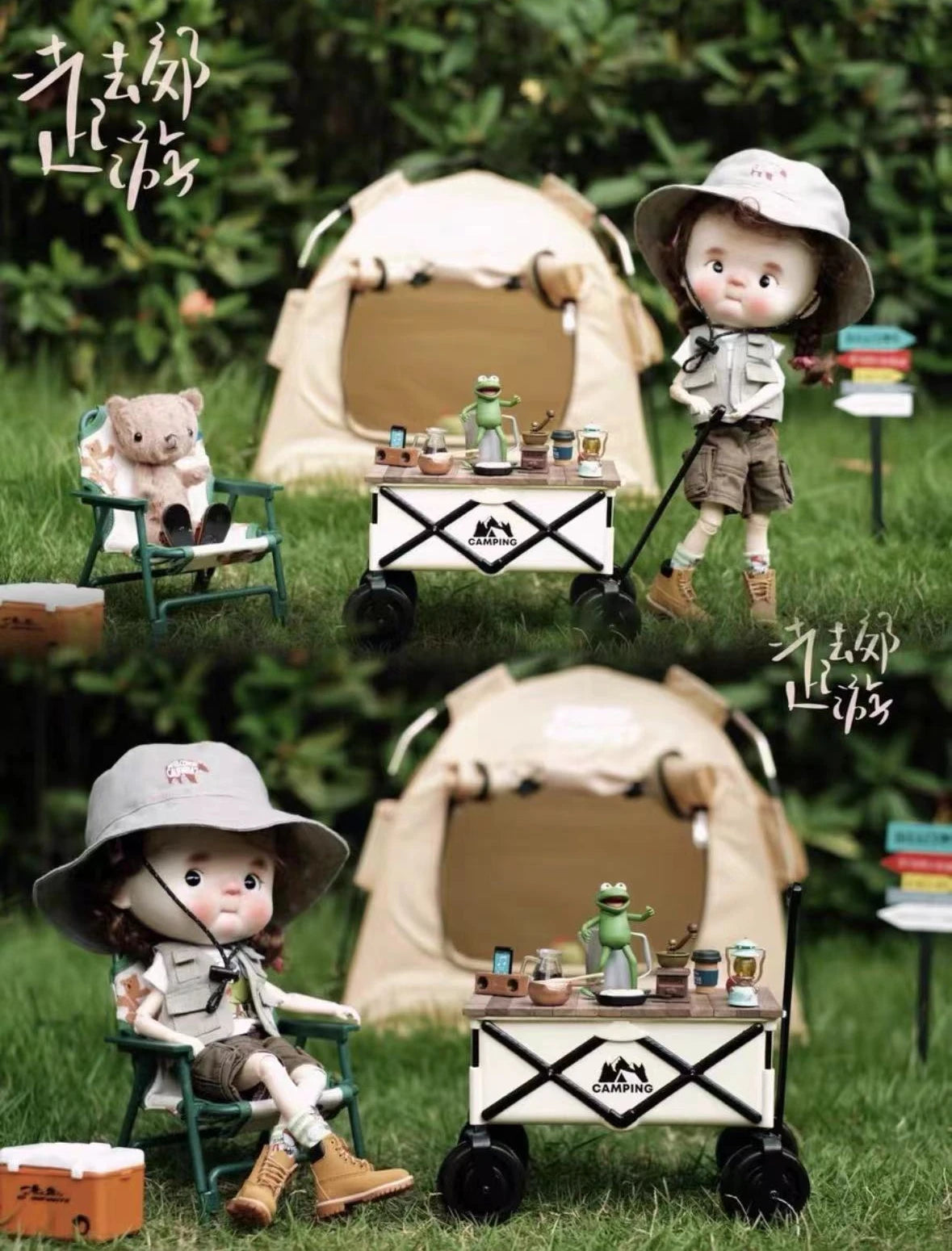 Doll House Miniature Camping Gear Bjd Blythe Soldier Miniature Folding Chair Egg Roll Table Camper Van Camping Tent