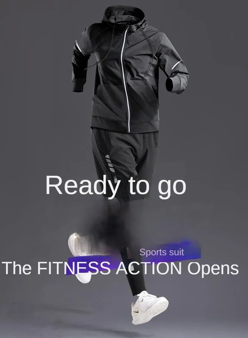 All-Season Men's Sportswear Set/Suit - Tracksuit for Running， Cycling, Fitness & Hiking，gym clothing men， jogging， boxing，5 pcs