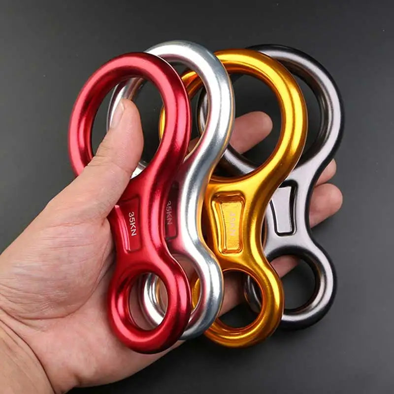 35KN Rock Climbing Carabiner Figure 8 Rappelling Rope Descender Aluminum Figure Belay Device Abseiling Downhill Equipment