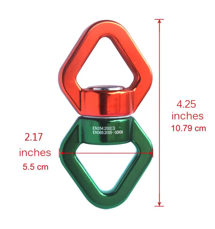 30KN Outdoor Rock Climb Carabiner Yoga Swivel Connector Universal Gimbal Ring Swing Hammock Rope Swivel Rotational Connector