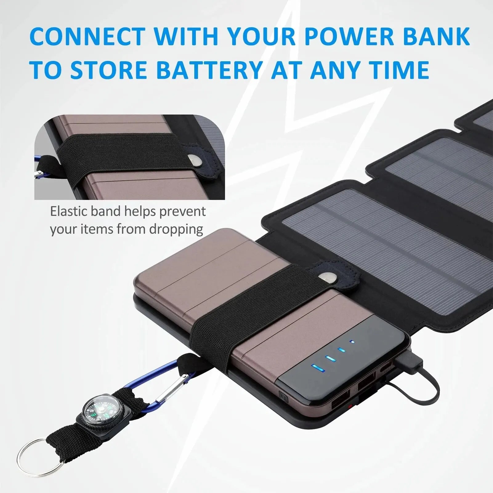 Foldable And Multifunctional Outdoor Solar Panel Charger 5V Camping Hiking Backpacking Traveling Outdoor Emergency Power Supply