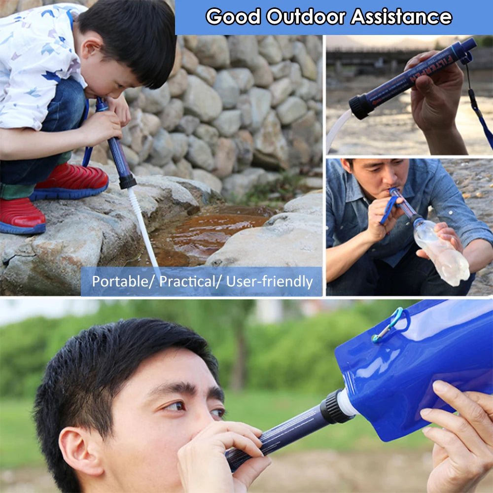 Outdoor Camping Water Filter Portable Hiking Personal Water Purifier Filtration System Hunting Water Purifying Emergency Device