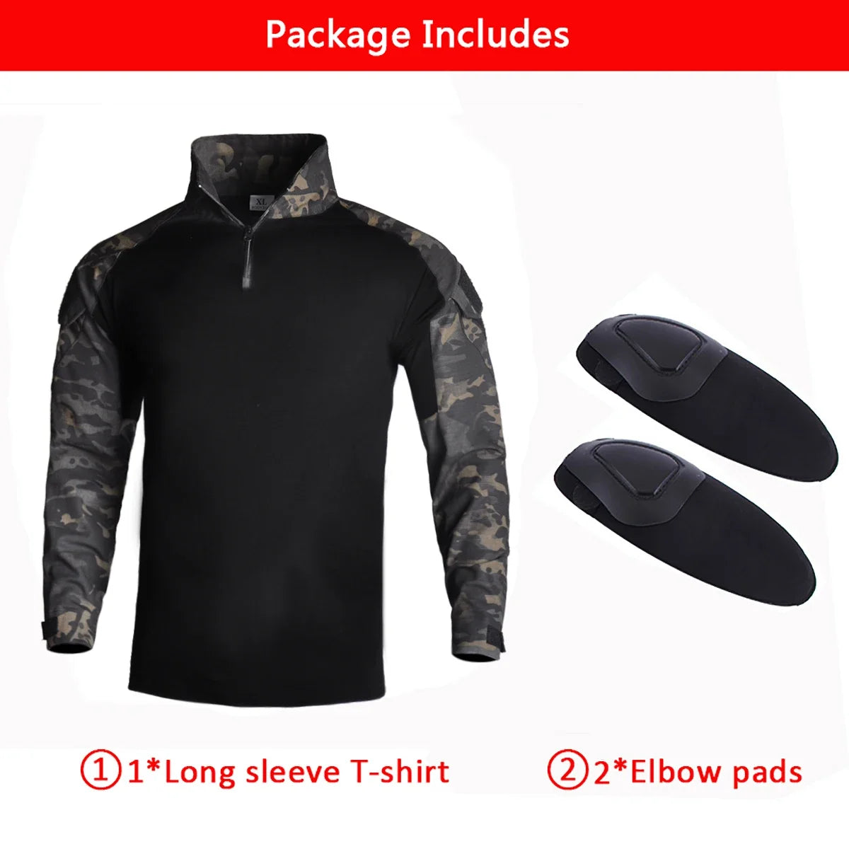 HAN WILD Hiking Combat Shirt with Pads Climbing Long Sleeve Men Camouflage Tactical Clothing Assault Shirts Camping Hunting