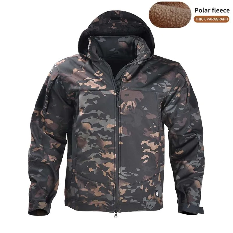 HAN WILD Tactical Jacket Men Soft Fleece Coat Waterproof Camo Jackets Airsoft Men Clothing Outdoor Airsoft  Climbing Windbreaker