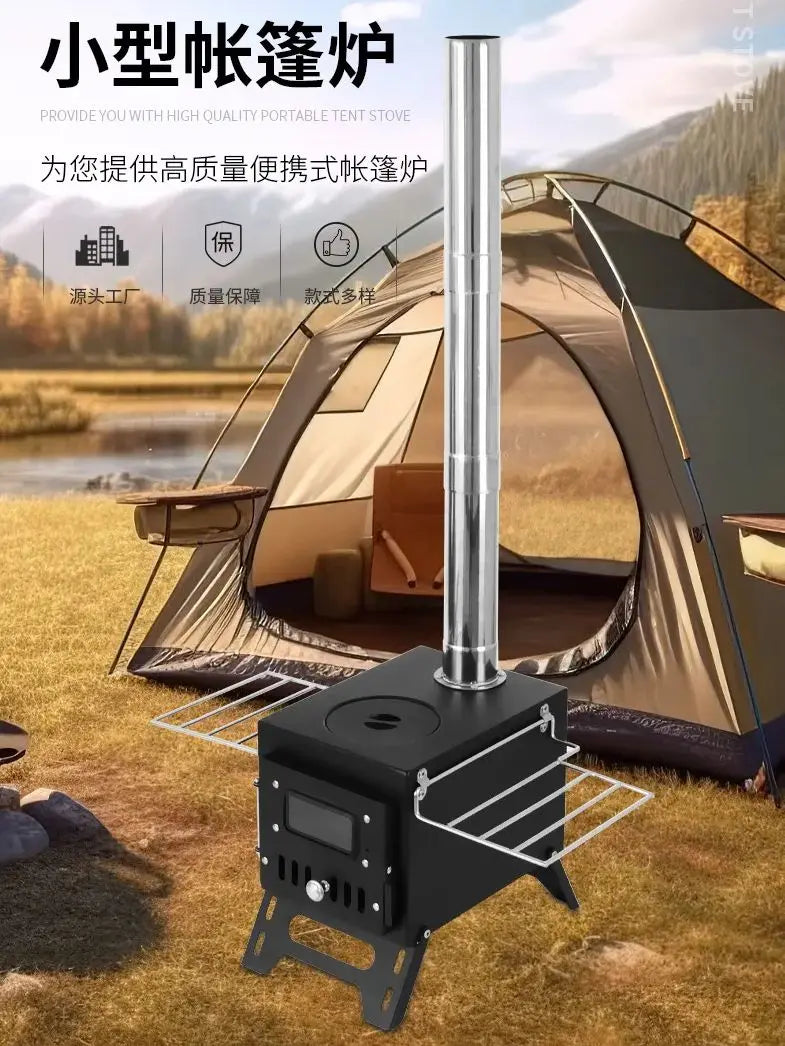 Outdoor Camping Picnic Heating Small Portable Camping Pyramid Tent Firewood Stove