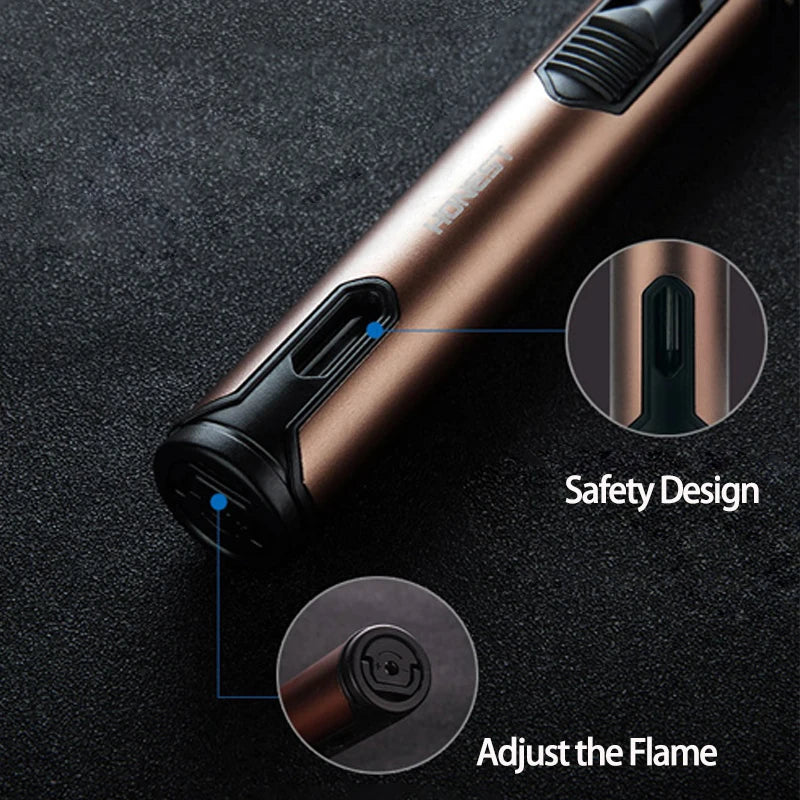 New HONEST Metal Torch Windproof Lighter Refillable Pen Lighter Jet Flame Butane Lighter Kitchen BBQ Candle Camping Men's Gadget