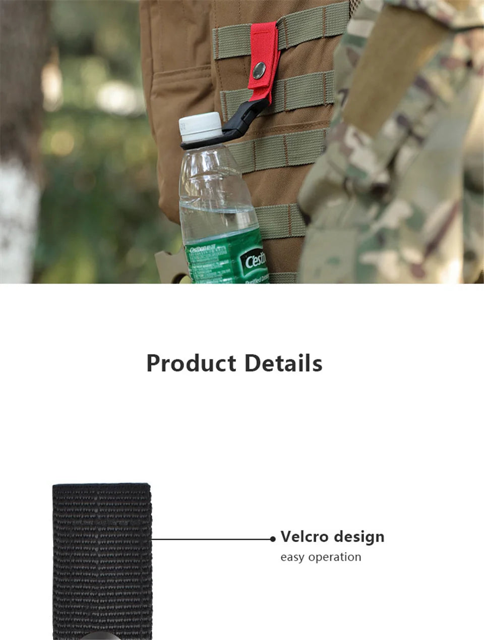 Portable Outdoor Kettle Buckle Backpack Water Bottle Hanger Holder Clip Camping Hiking Military Nylon Webbing Buckle Strap