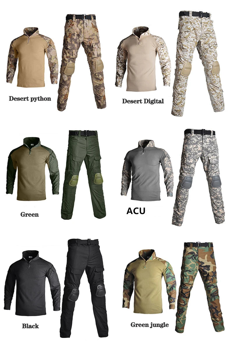 Men's outdoor hunting camouflage clothing, mountaineering camouflage hunting clothing, war robe+long pants knee pads