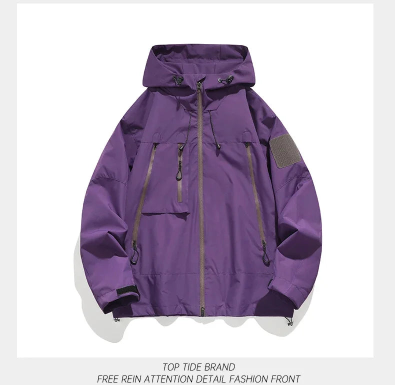 Windbreaker Purple Jacket Men With Hood Clothing Autumn Outdoor Waterproof Jackets Trekking Hiking Coats