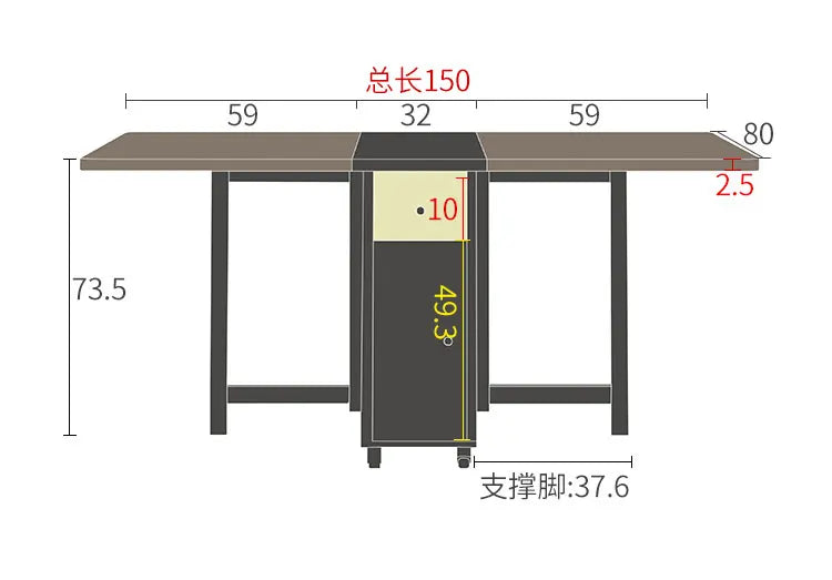 Folding dining table and chair combination Nordic dining table household small apartment modern simple solid wood multifunctiona