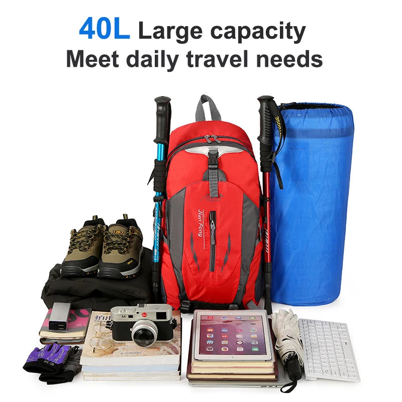 40L Travel Backpack Men and Women Outdoor Mountaineering Hiking Storage Bag Fashion Lightweight Camping Luggage Bags WJT037